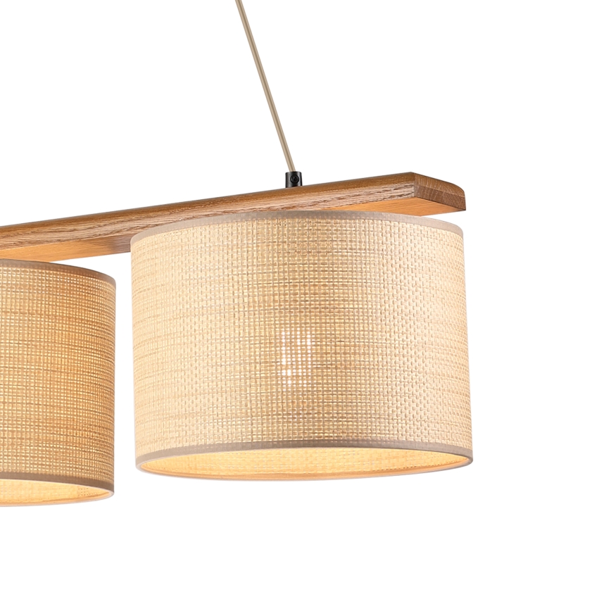 Pendel på ledning AIDA 3xE27/15W/230V Ø 25 cm eg/raffia