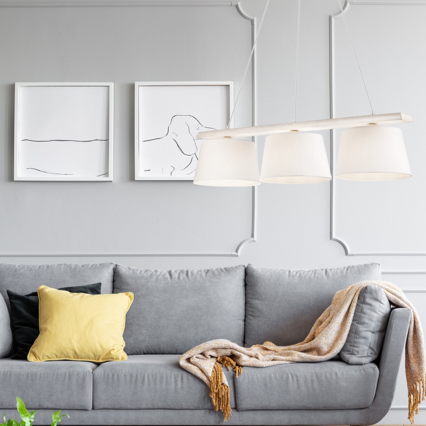 Pendel på ledning AIDA 3xE27/60W/230V eg/hvid