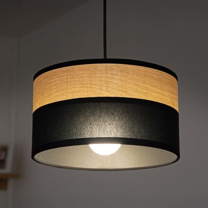 Pendel på ledning ALBA 1xE27/15W/230V Ø 20 cm sort/brun