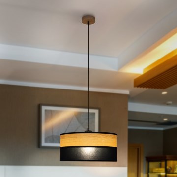 Pendel på ledning ALBA 1xE27/15W/230V Ø 40 cm sort/brun