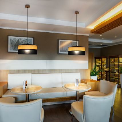 Pendel på ledning ALBA 1xE27/15W/230V Ø 40 cm sort/brun