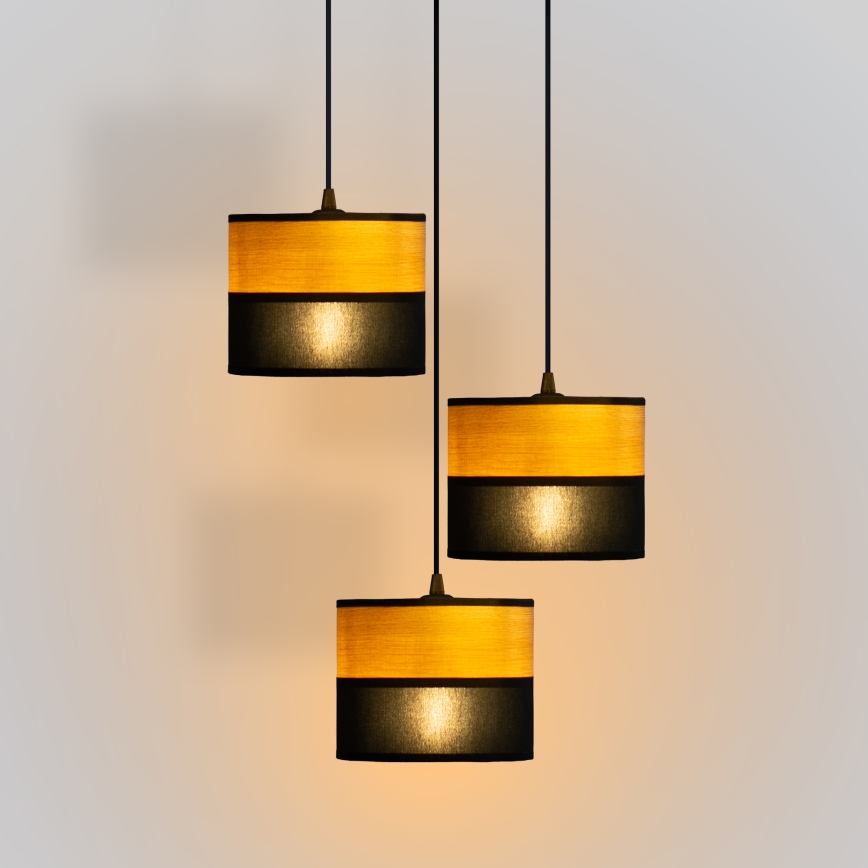 Pendel på ledning ALBA 3xE27/15W/230V Ø 40 cm sort/brun