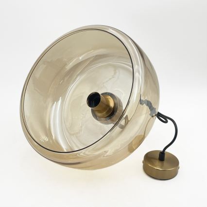 Pendel på ledning AMAYA 1xE27/15W/230V, guld/røget beige