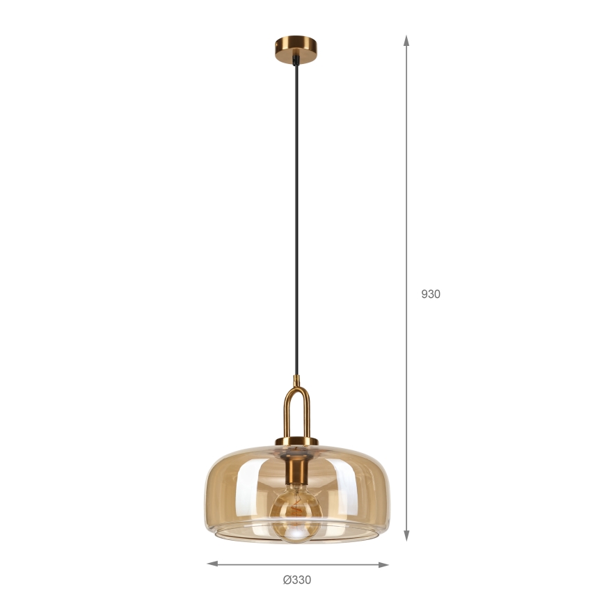 Pendel på ledning AMAYA 1xE27/15W/230V, guld/røget beige