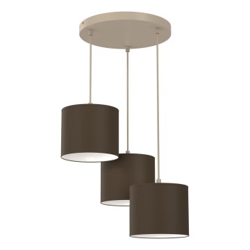 Pendel på ledning ARDEN 3xE27/15W/230V Ø 30 cm beige/brun