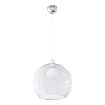 Pendel på ledning BALL 1xE27/15W/230V Ø 30 cm klar / blank krom