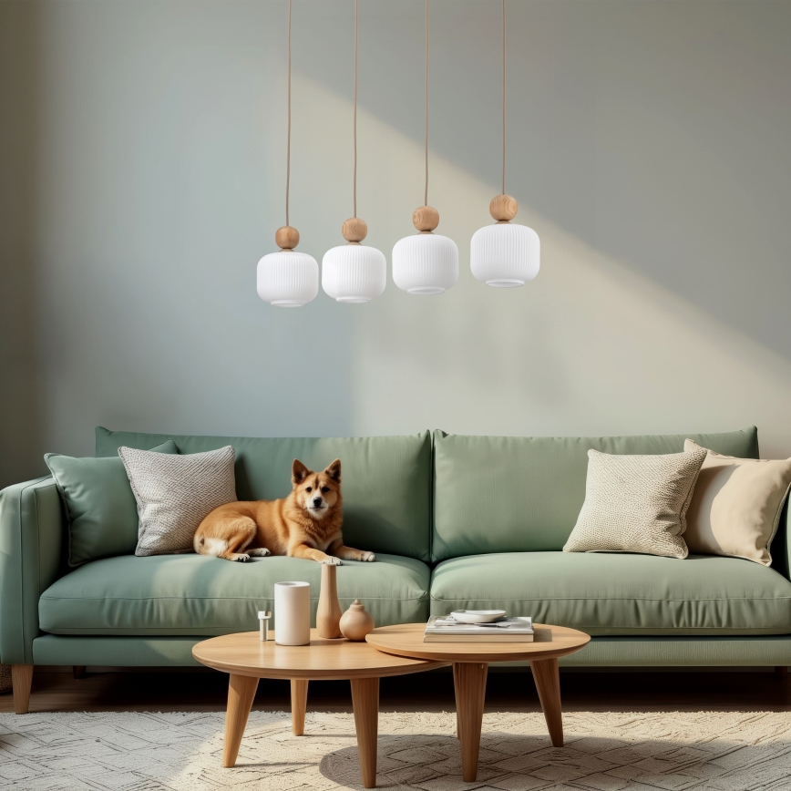Pendel på ledning BALLO 4xE14/10W/230V beige
