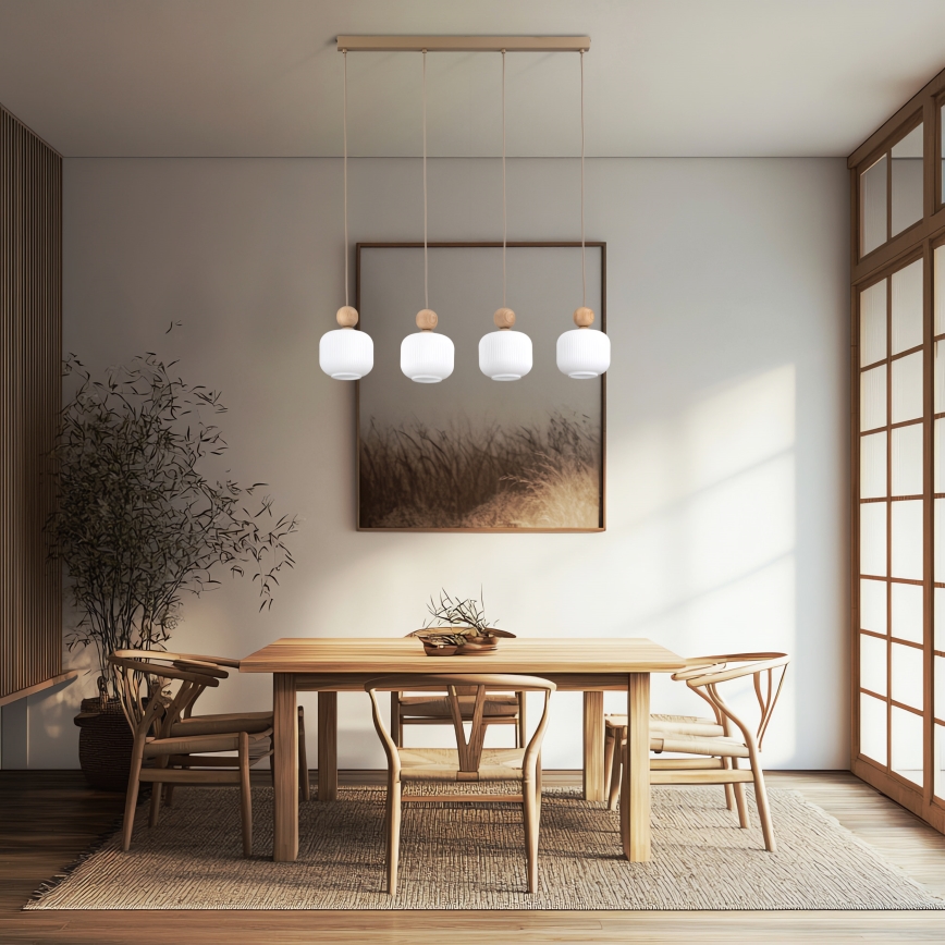 Pendel på ledning BALLO 4xE14/10W/230V beige