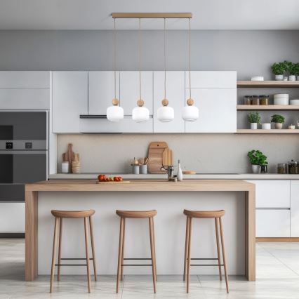 Pendel på ledning BALLO 4xE14/10W/230V beige