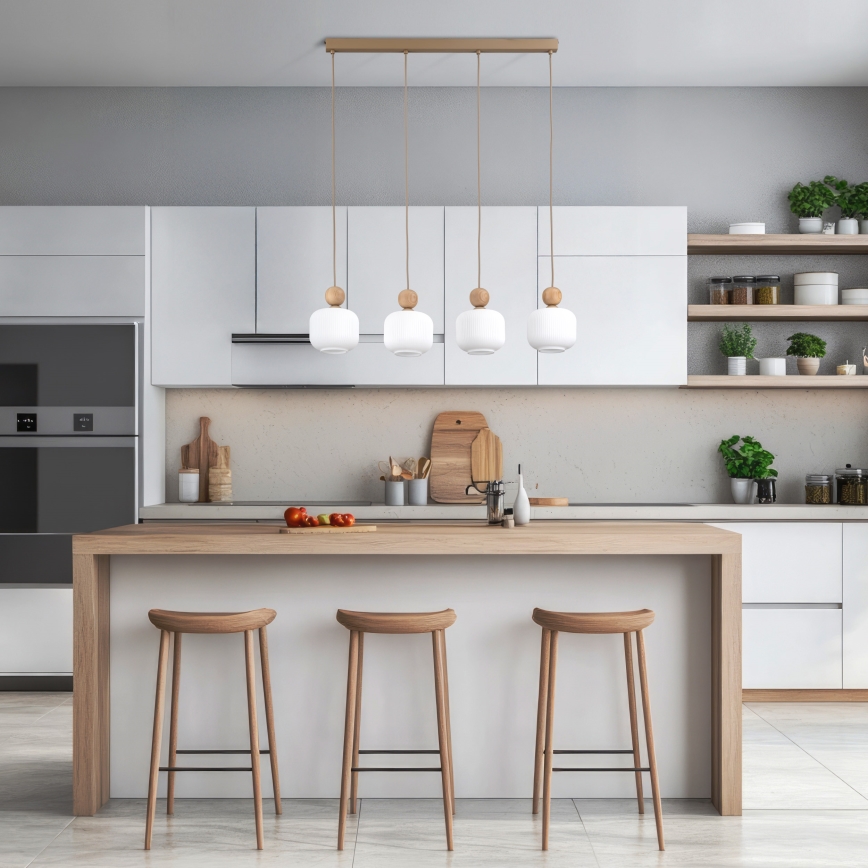 Pendel på ledning BALLO 4xE14/10W/230V beige
