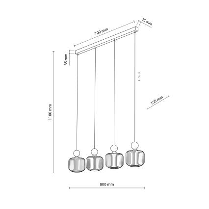 Pendel på ledning BALLO 4xE14/10W/230V beige
