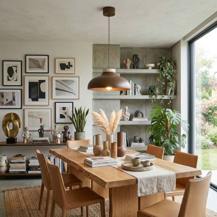 Pendel på ledning BASCA 1xE27/15W/230V brun/beige