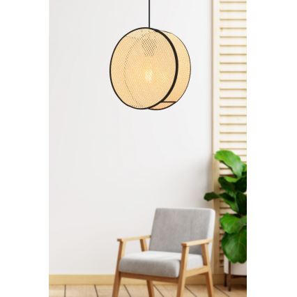 Pendel på ledning BIG DRUM 1xE27/60W/230V beige/sort