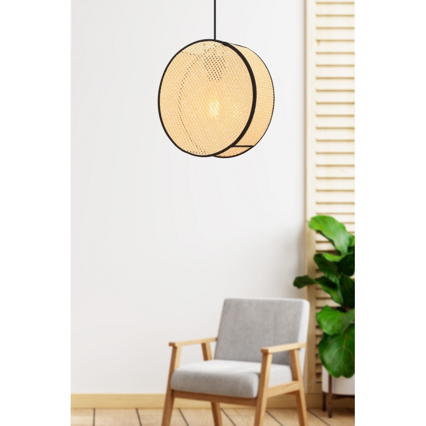 Pendel på ledning BIG DRUM 1xE27/60W/230V beige/sort