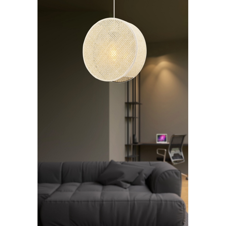 Pendel på ledning BIG DRUM 1xE27/60W/230V cremefarvet