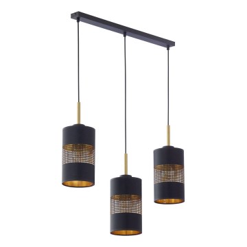 Pendel på ledning BOGART 3xE27/15W/230V sort/guld