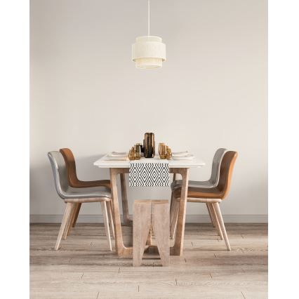 Pendel på ledning BOHO 1xE27/60W/230V Ø 20 cm, cremefarvet/jute