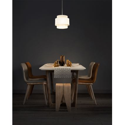 Pendel på ledning BOHO 1xE27/60W/230V Ø 20 cm, cremefarvet/jute
