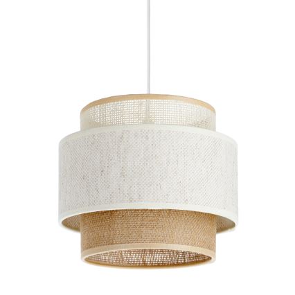 Pendel på ledning BOHO 1xE27/60W/230V Ø 20 cm hvid/jute