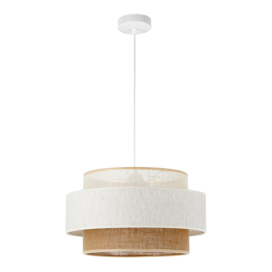 Pendel på ledning BOHO 1xE27/60W/230V Ø 40 cm hvid/jute