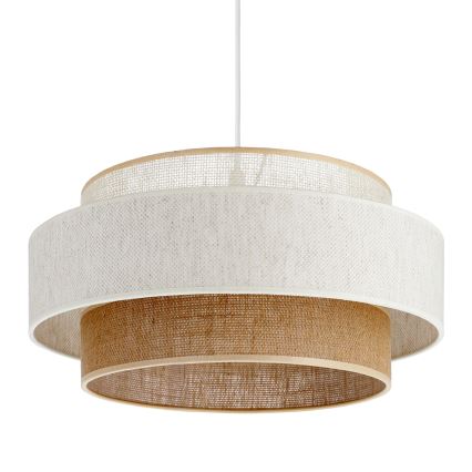 Pendel på ledning BOHO 1xE27/60W/230V Ø 40 cm hvid/jute