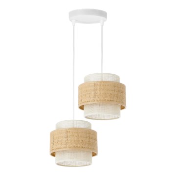 Pendel på ledning BOHO 2xE27/60W/230V jute/creme