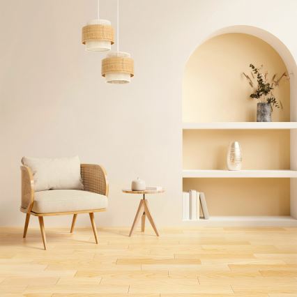 Pendel på ledning BOHO 2xE27/60W/230V jute/creme