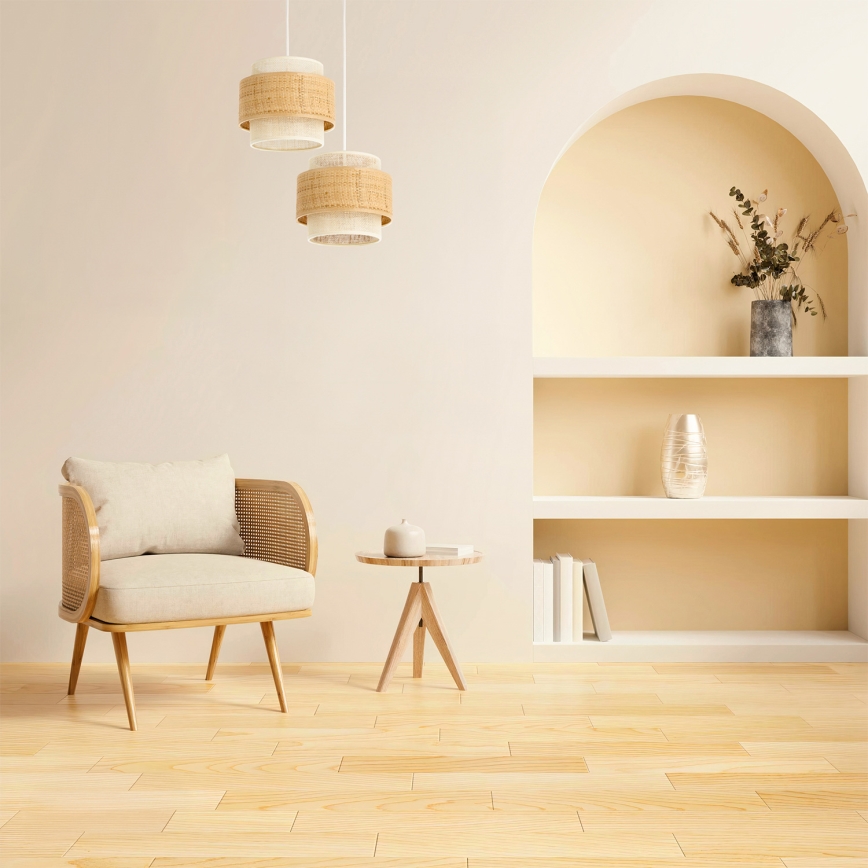 Pendel på ledning BOHO 2xE27/60W/230V jute/creme