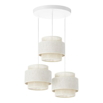 Pendel på ledning BOHO 3xE27/60W/230V creme/jute