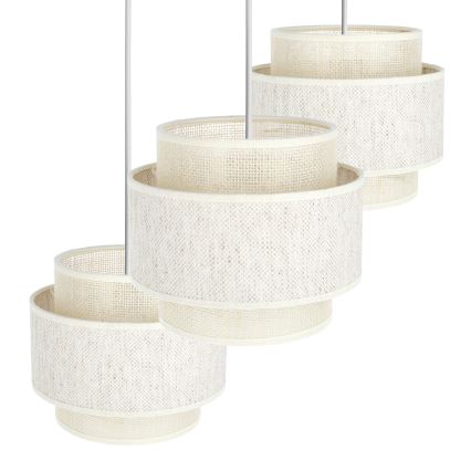 Pendel på ledning BOHO 3xE27/60W/230V creme/jute