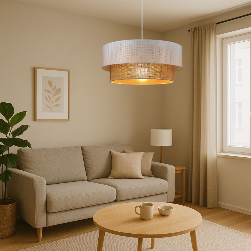 Pendel på ledning BORHO 1xE27/60W/230V hvid/jute