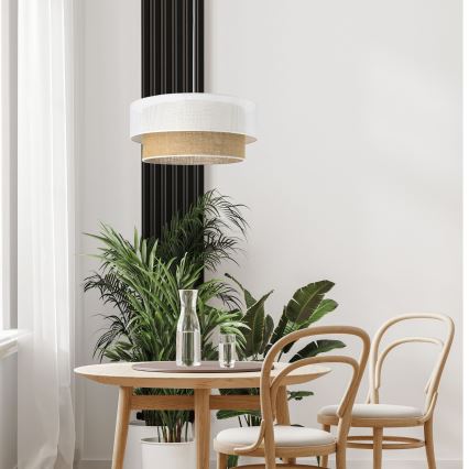 Pendel på ledning BORHO 1xE27/60W/230V hvid/jute