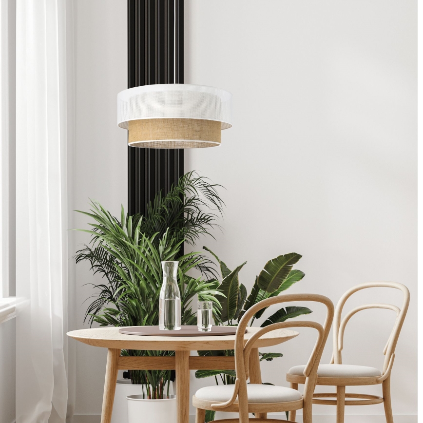 Pendel på ledning BORHO 1xE27/60W/230V hvid/jute