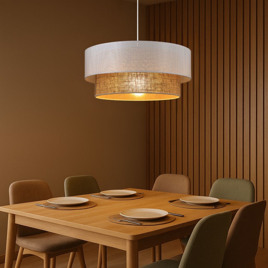 Pendel på ledning BORHO 1xE27/60W/230V hvid/jute