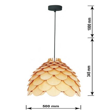 Pendel på ledning BURGO 1xE27/60W/230V Ø 50 cm
