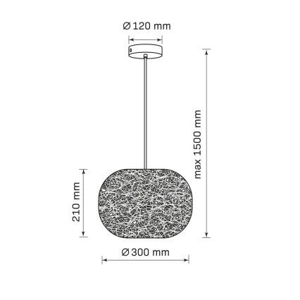 Pendel på ledning CLEA 1xE27/20W/230V Ø 30 cm antracit