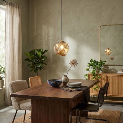 Pendel på ledning CRISTAL 1xE14/15W/230V messing/røgbeige