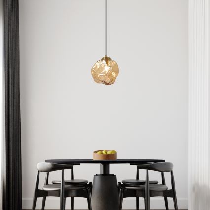 Pendel på ledning CRISTAL 1xE14/15W/230V messing/røgbeige