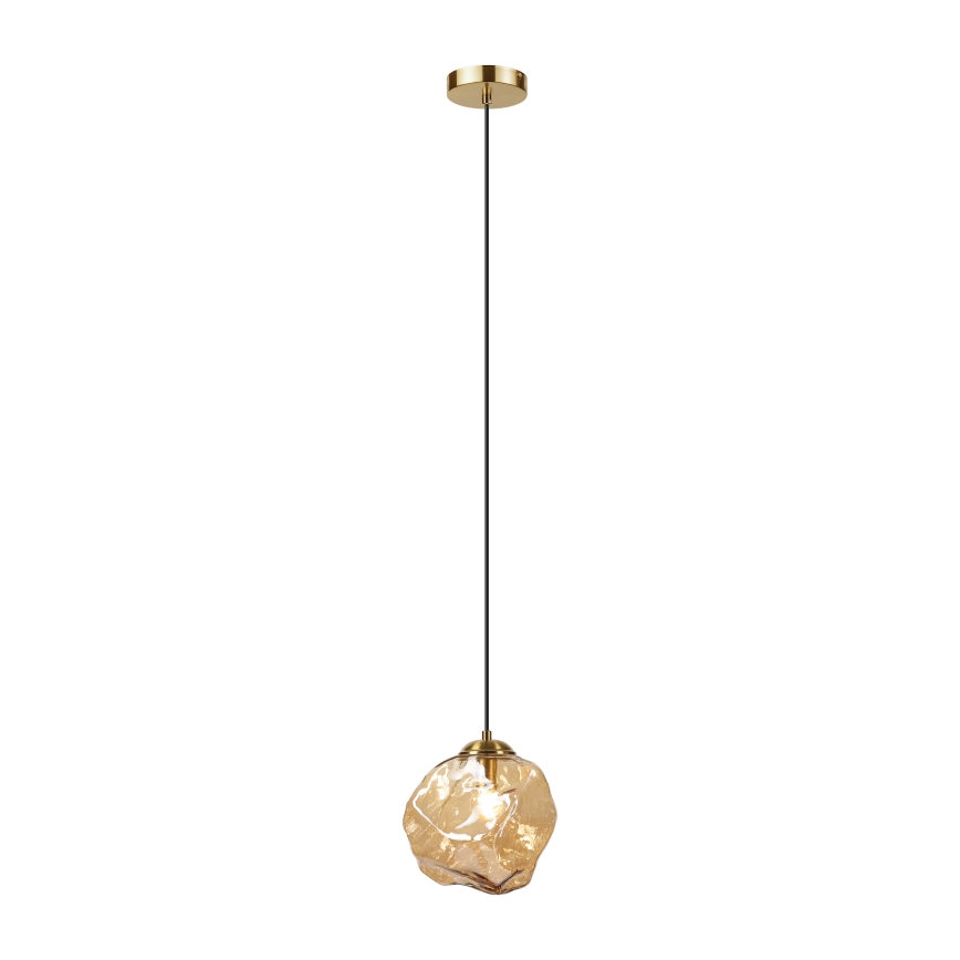 Pendel på ledning CRISTAL 1xE14/15W/230V messing/røgbeige