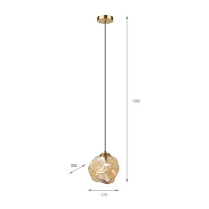 Pendel på ledning CRISTAL 1xE14/15W/230V messing/røgbeige