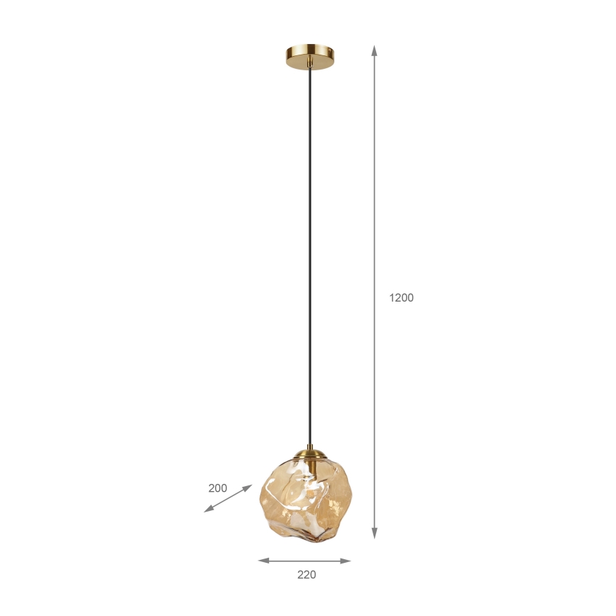 Pendel på ledning CRISTAL 1xE14/15W/230V messing/røgbeige