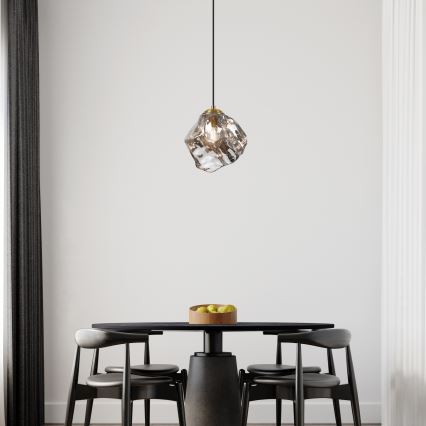 Pendel på ledning CRISTAL 1xE14/15W/230V messing/røget sort