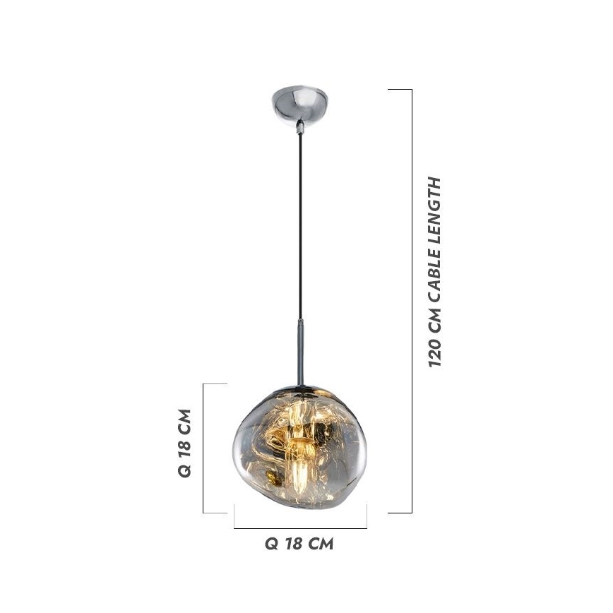 Pendel på ledning CRUMPLED 1xE27/24W/230V Ø 18 cm røgfarvet