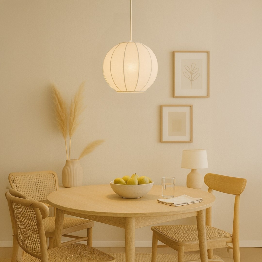 Pendel på ledning DANA 1xE27/15W/230V Ø 25 cm hvid