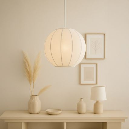 Pendel på ledning DANA 1xE27/15W/230V Ø 25 cm hvid