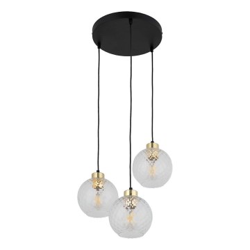 Pendel på ledning DEVON 3xE27/15W/230V sort/klar
