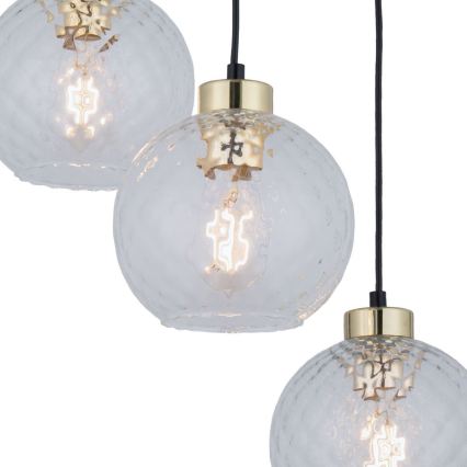 Pendel på ledning DEVON 3xE27/15W/230V sort/klar