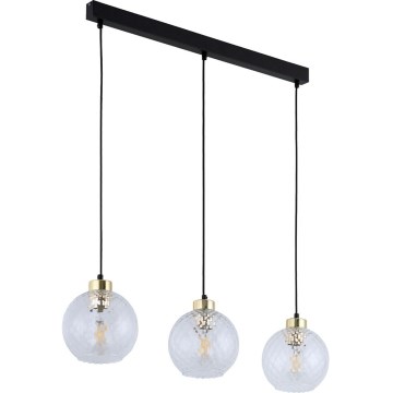 Pendel på ledning DEVON 3xE27/15W/230V sort/klar
