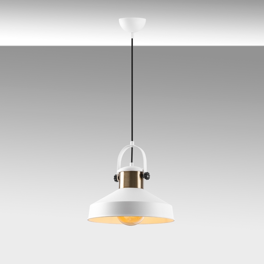 Pendel på ledning DODO 1xE27/40W/230V hvid/bronze