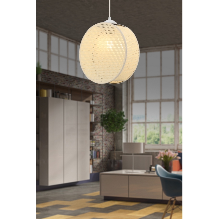 Pendel på ledning DRUM 1xE27/60W/230V cremefarvet